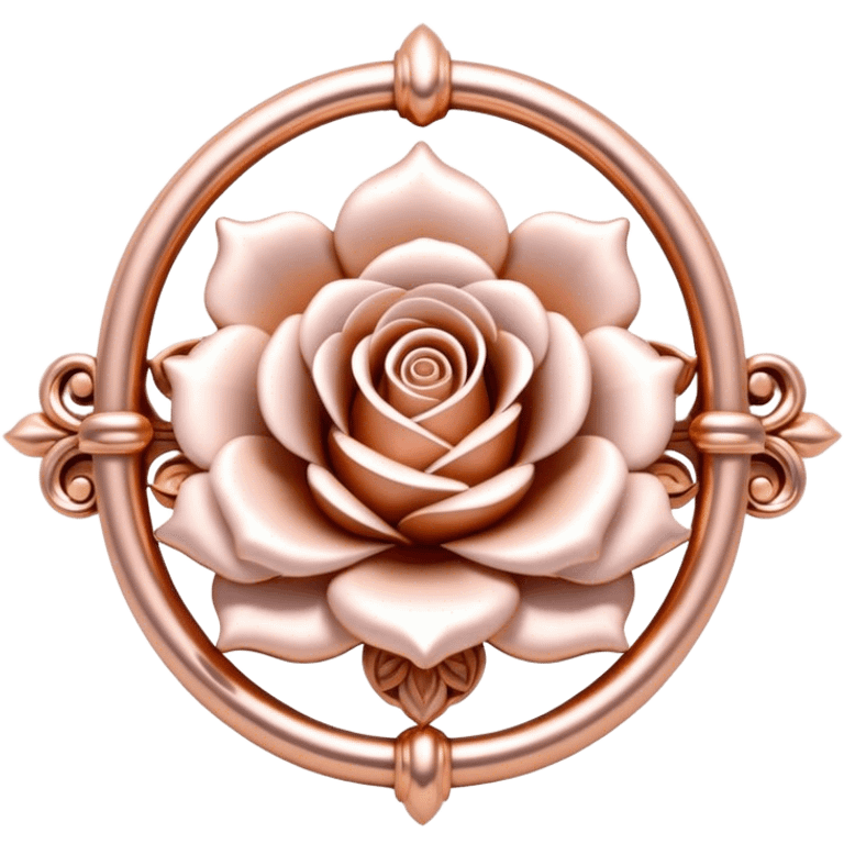 A ornate stylized M ringed in rose gold emoji