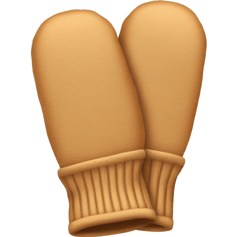 pair of tan mittens with thumbs emoji