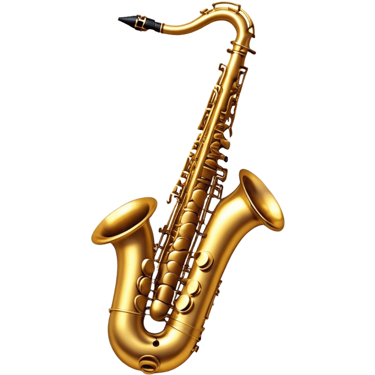 Cinematic Realistic Saxophone, smooth, curving golden brass body, intricate keywork reflecting soft warm light, rich patina adding character, glowing with a jazzy and atmospheric presence. emoji