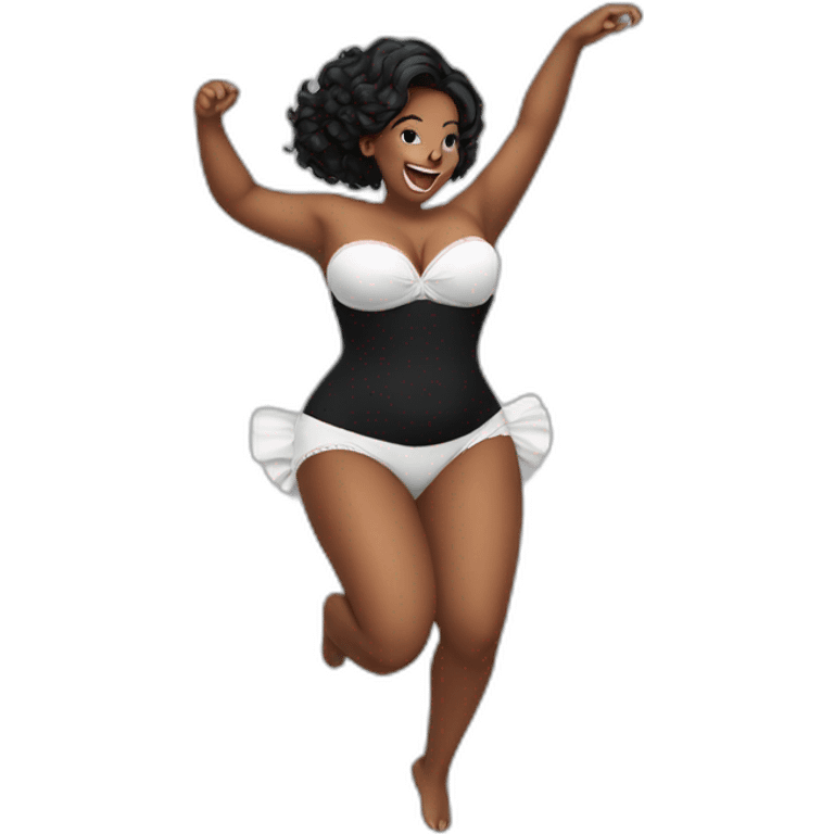 curvy beauties jumping white small knickers black dress emoji