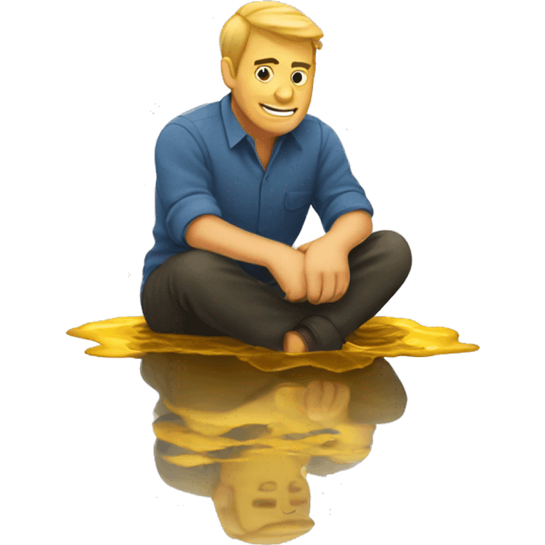 man sitting in a golden puddle emoji