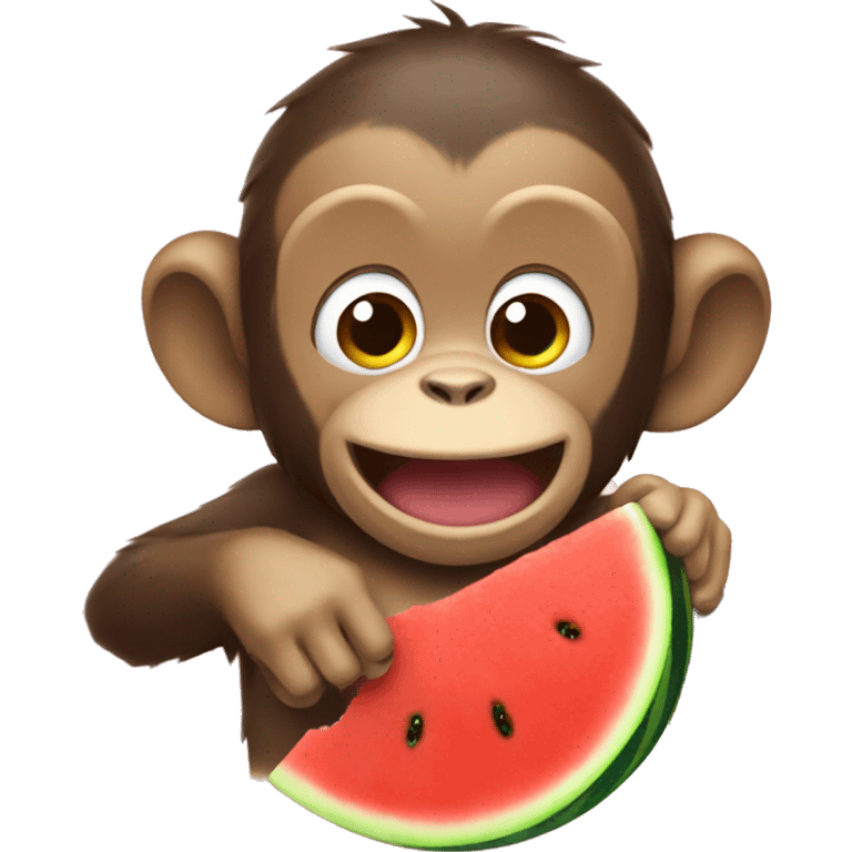 A monkey eating water melon emoji