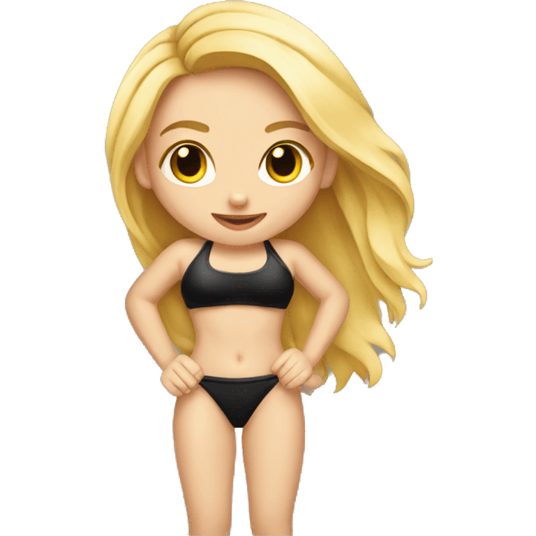 Blonde girl in black bikini. Wrist. Necklace. Rope emoji