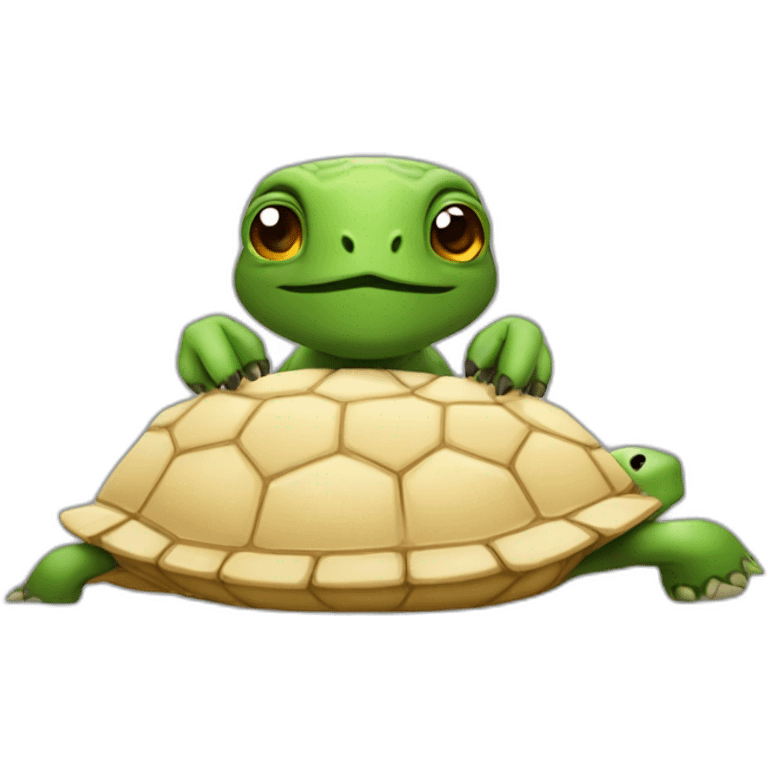 Tortuga asomando la cabeza por un agujero emoji