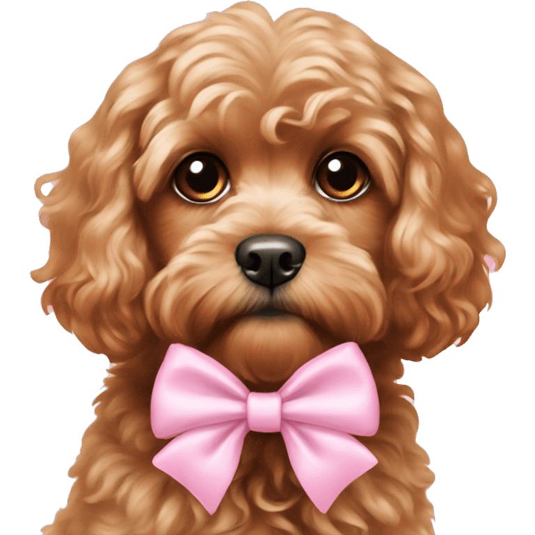 Cavapoo with baby pink bow emoji