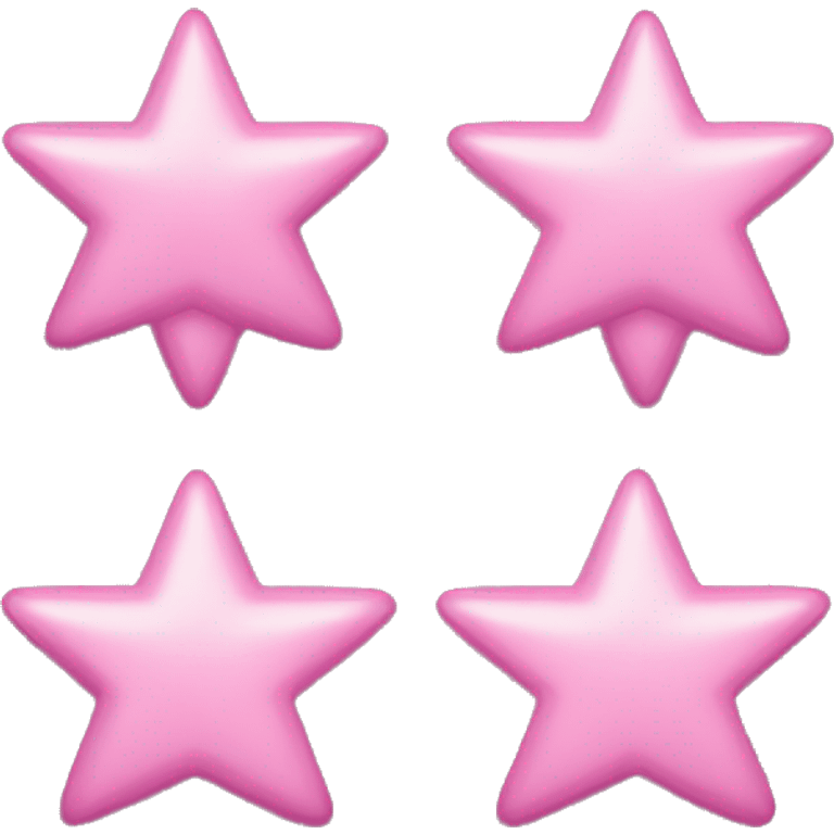 Three small pink , five-pointed stars grouped together. The stars have a slightly elongated shape, giving them a twinkling effect. They vary in size, with the largest star in the center and two smaller stars on either side.  emoji