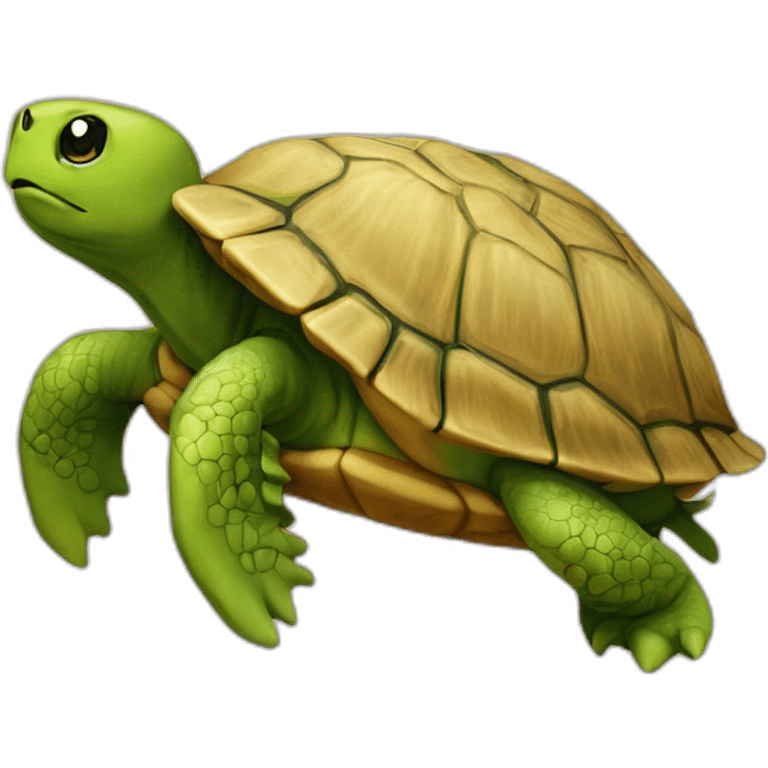 Une tortue sur une chenille emoji