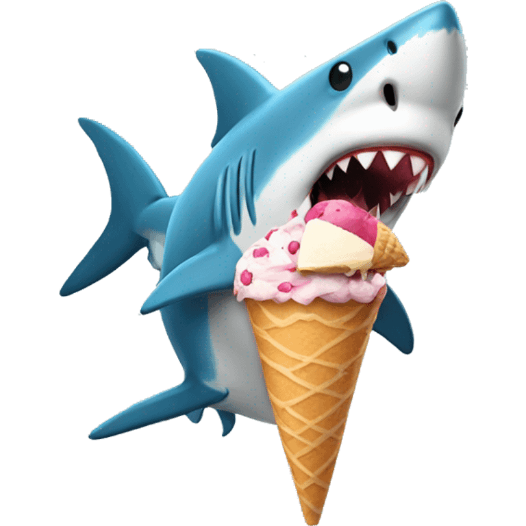 A shark with a ice cream  emoji