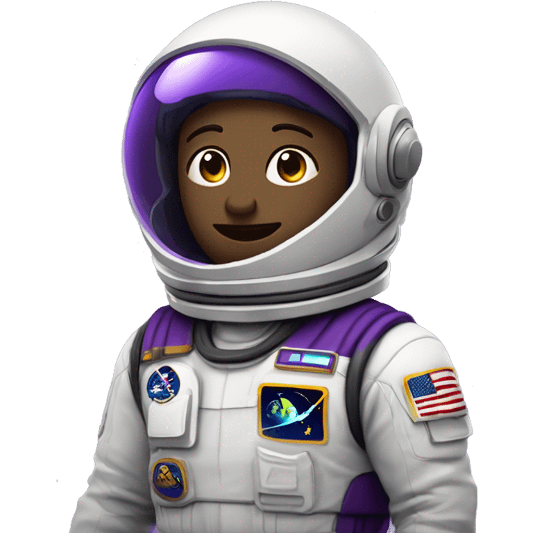 astronauta morado con el visor cerrado,que no se vea su rostro y que tenga traje negro emoji