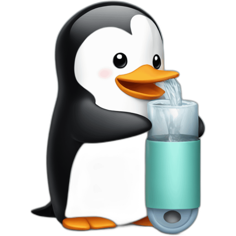 Penguin sucking on a tube emoji