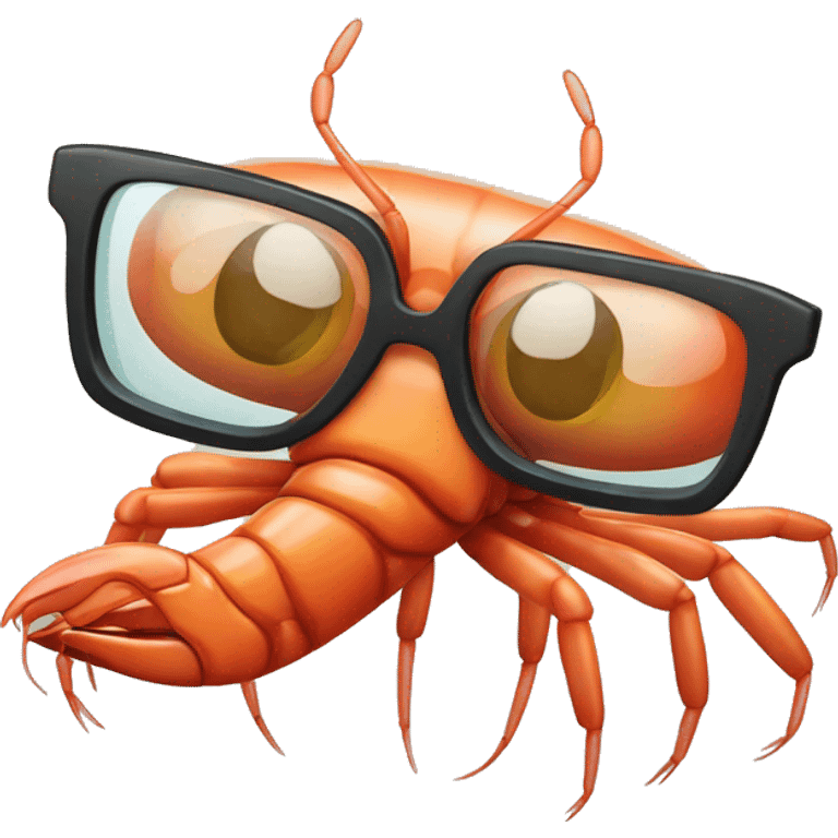 Shrimp with glasses emoji