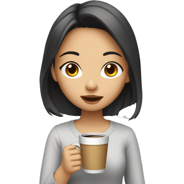 asian girl drinking coffee emoji