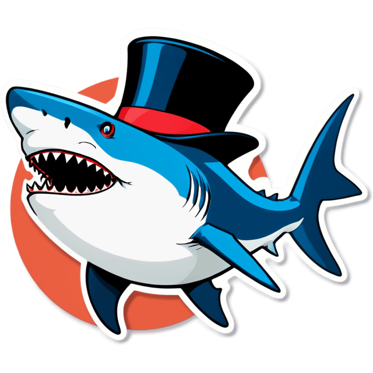 Shark with a top hat emoji