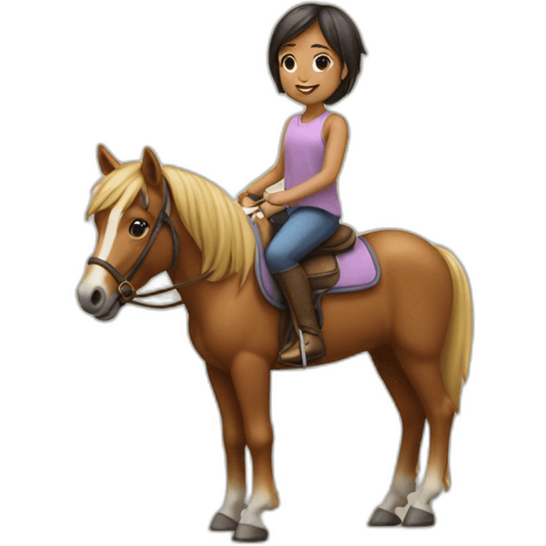 petite fille sur un poney emoji