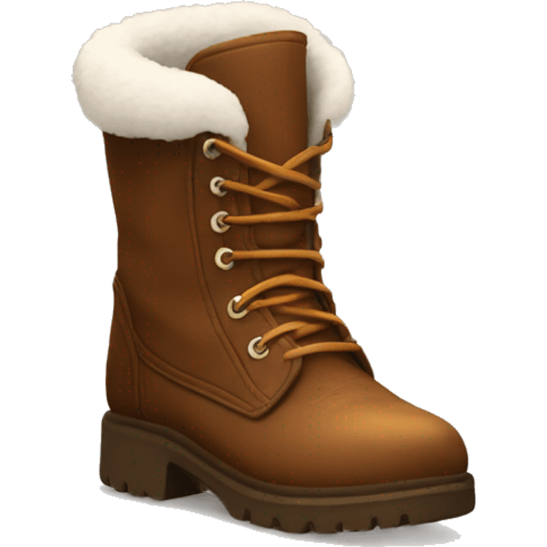 Brown boots with why fluff inside emoji