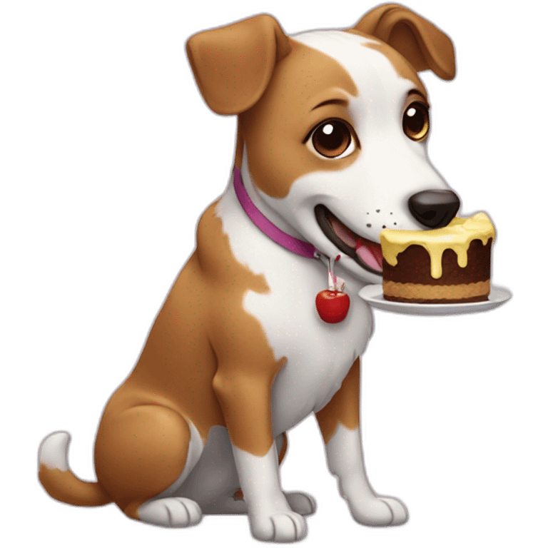 Dog eating cake emoji