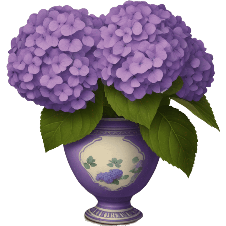 Purple Hydrangeas in vintage vase emoji