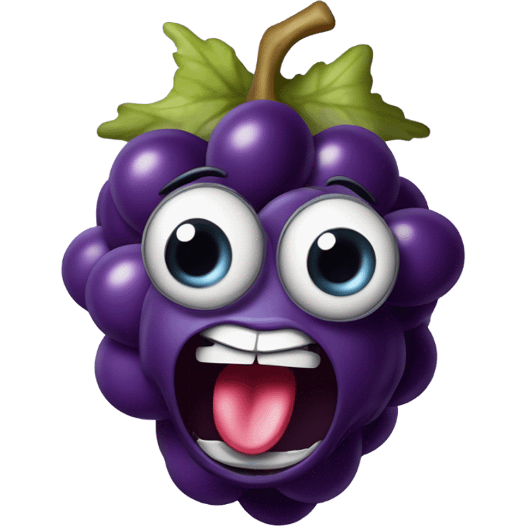 a crazy screaming grape emoji