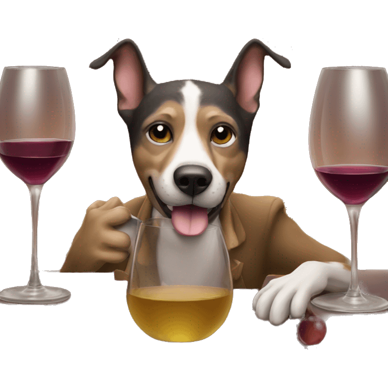 Dog-man hybrid sipping wine emoji