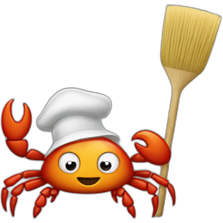 mascot crab Ferris with broom cleaning rust emoji