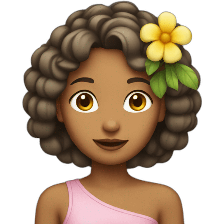 girl with flower head slightly tan emoji