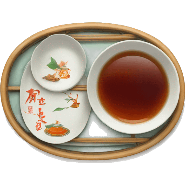 chinese tray with tea emoji