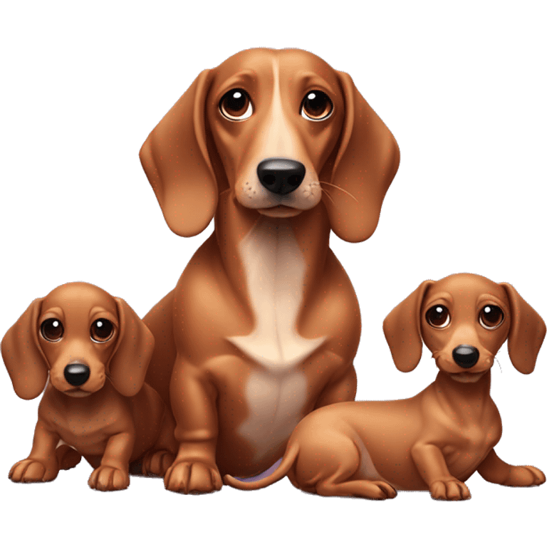 Sausage dog with pups emoji