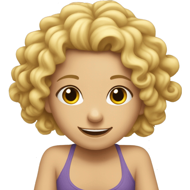 curly blonde girl sitting on the splits emoji