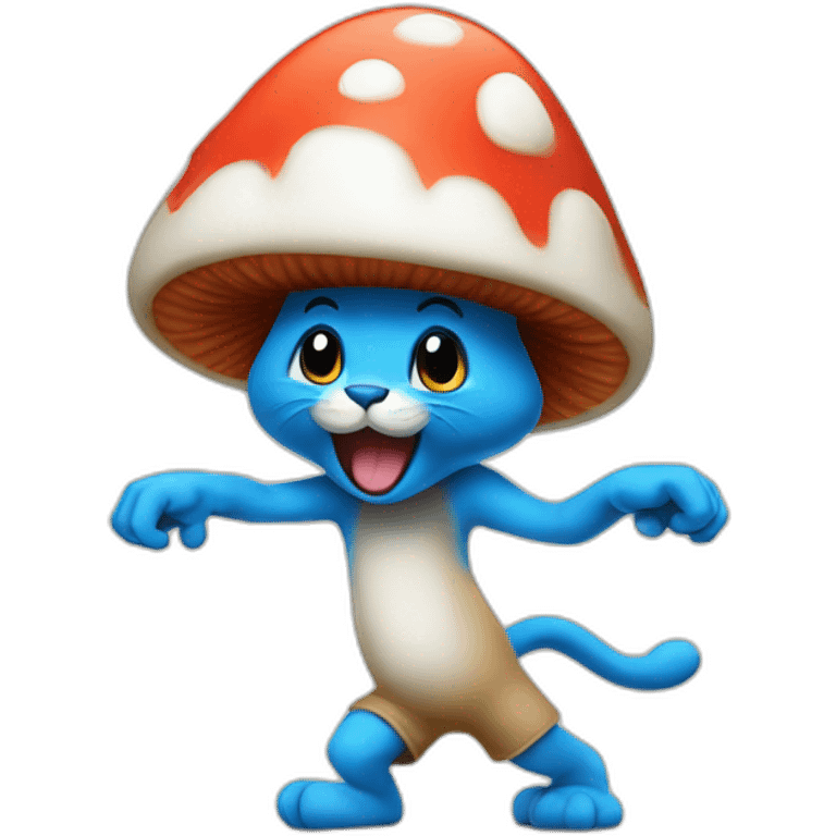 dancing mushroom-Smurf-cat emoji