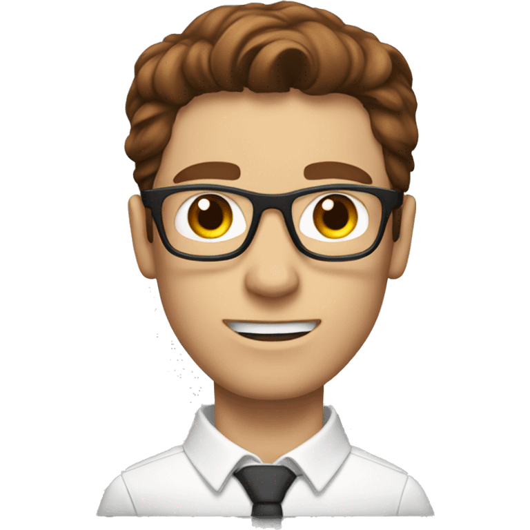 white nerd guy with brown hair inside ironman suit emoji