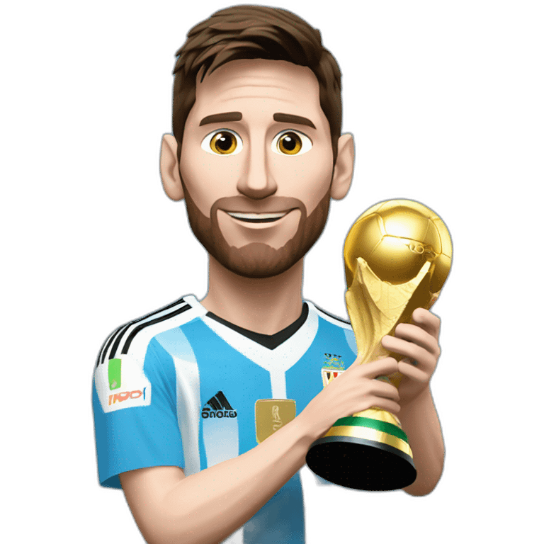 Lionel Messi holding World cup Trophy emoji