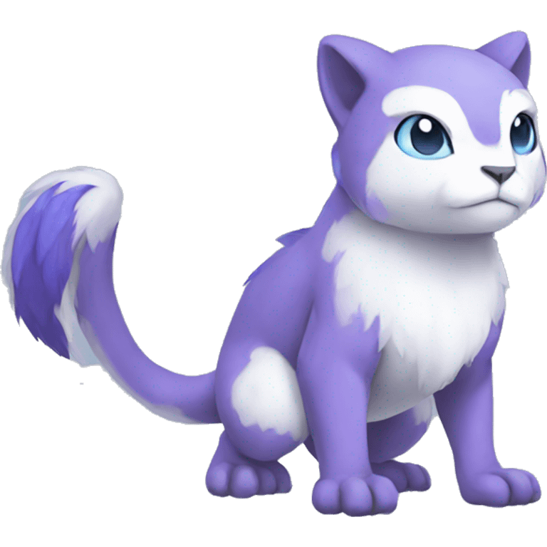 Cute cool purple white blue animal hybrid Fakemon full body emoji