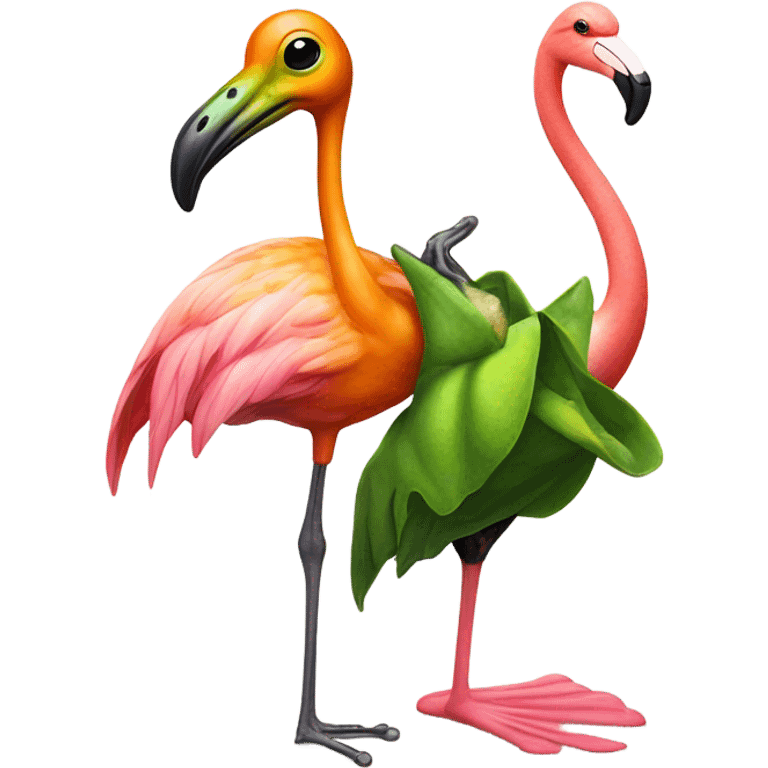 Frog riding a flamingo  emoji