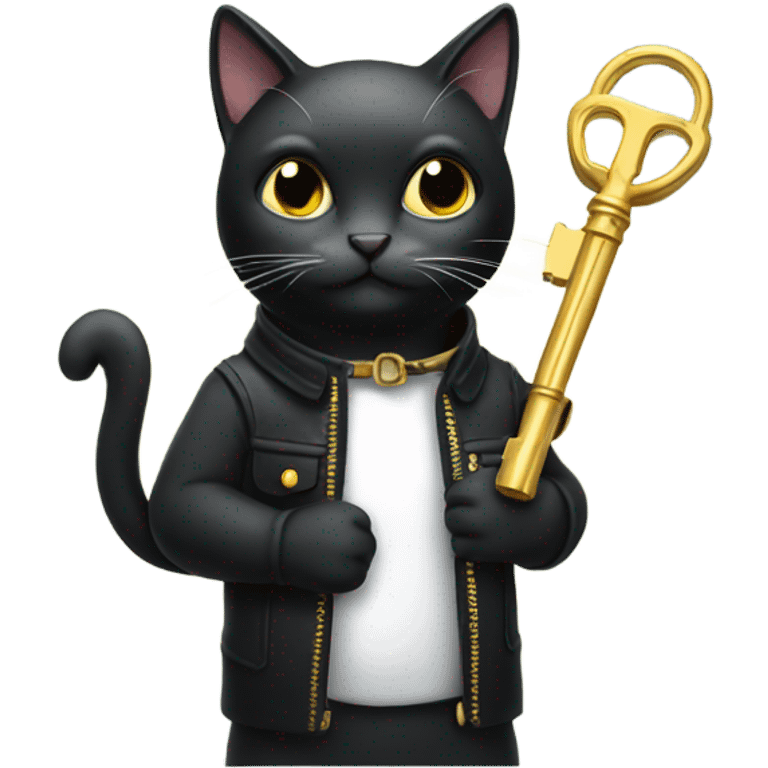 Black cat holding a key emoji