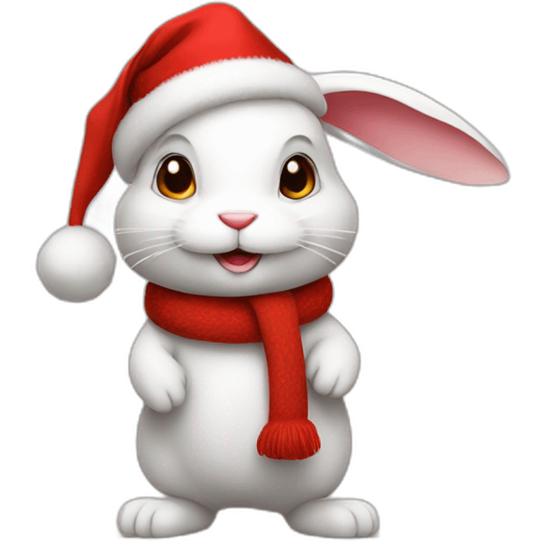 christmas white rabbit in red hat full body emoji