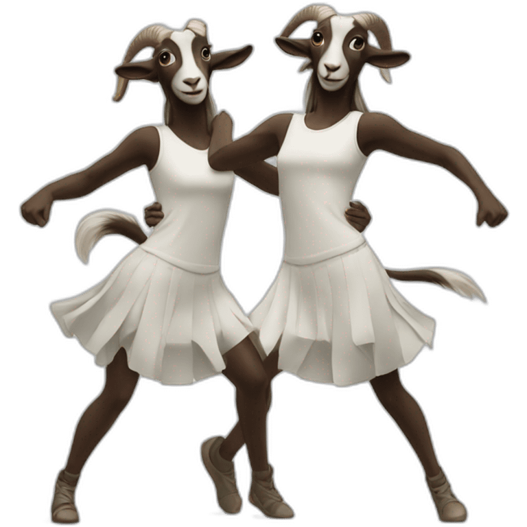 Two Dancing girl goats in Nike emoji