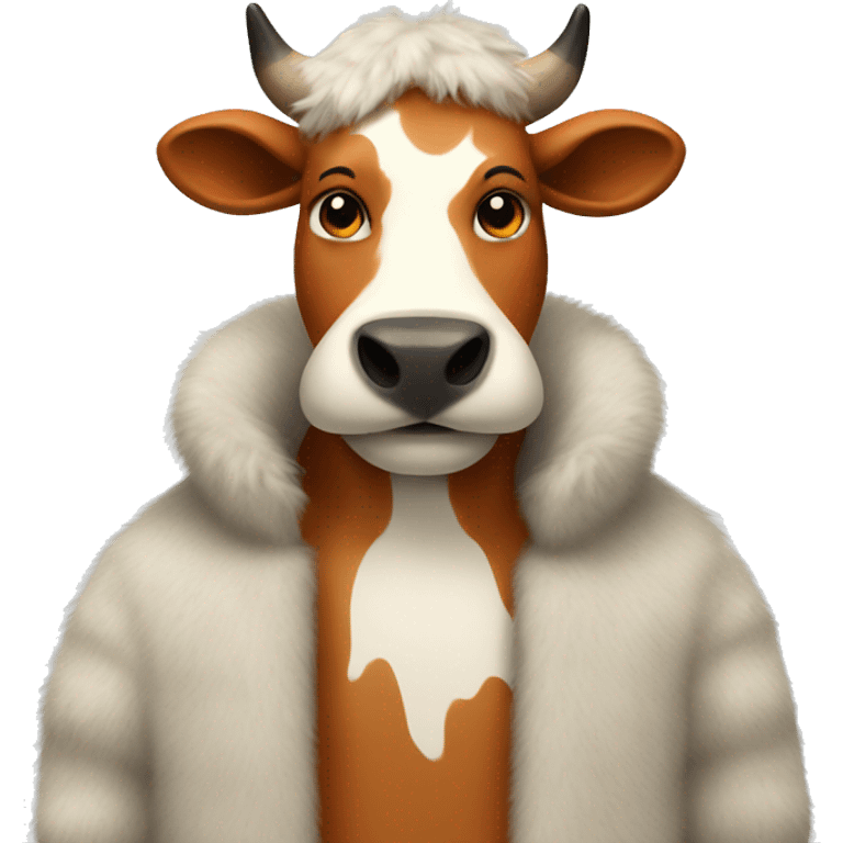 cow in a fox fur coat emoji