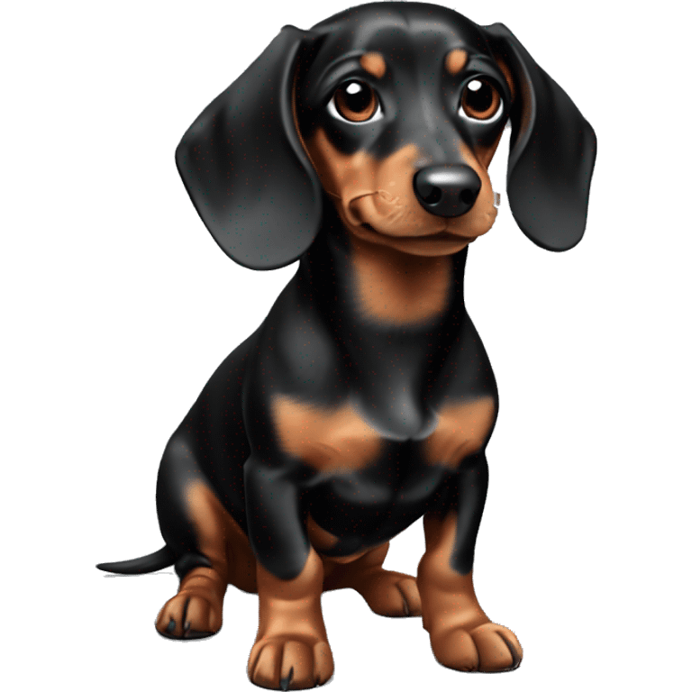 Puppy Dachshund colored black brown and white  emoji