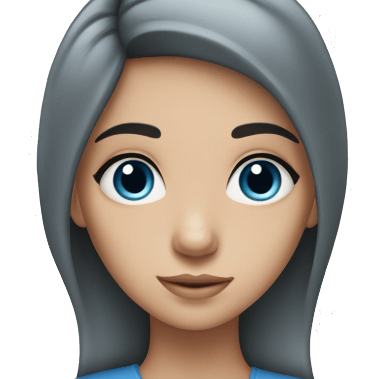 a girl with long dark hair and blue-gray eyes with long eyelashes emoji