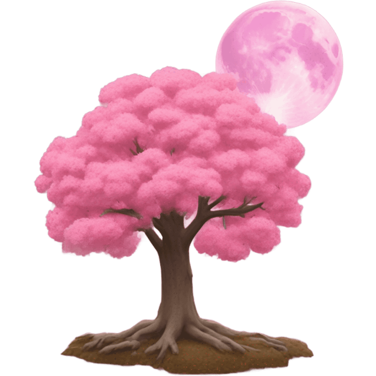 Pink tree with a huge moon behind it  emoji