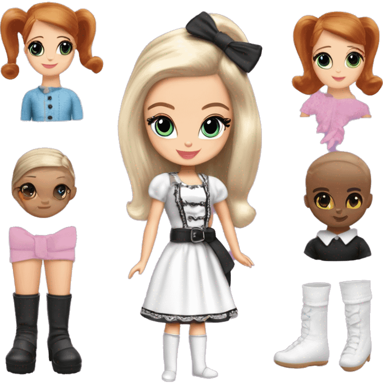 Check Please Francie Barbie, Teen Wednesday Addams. Pirate knee-boots, dress, opera gloves,pumps, bracelet, earrings, Cuddling up with Slippers the kitten.hair ribbon cap emoji