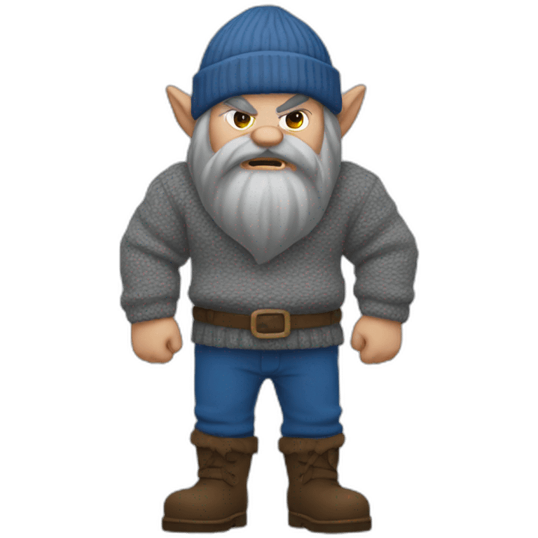 Angry dwarf in a gray sweater, a blue cap, blue pants emoji