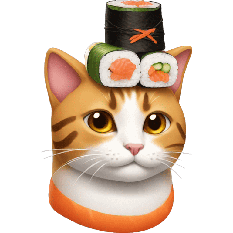 cat wearing sushi as a hat emoji