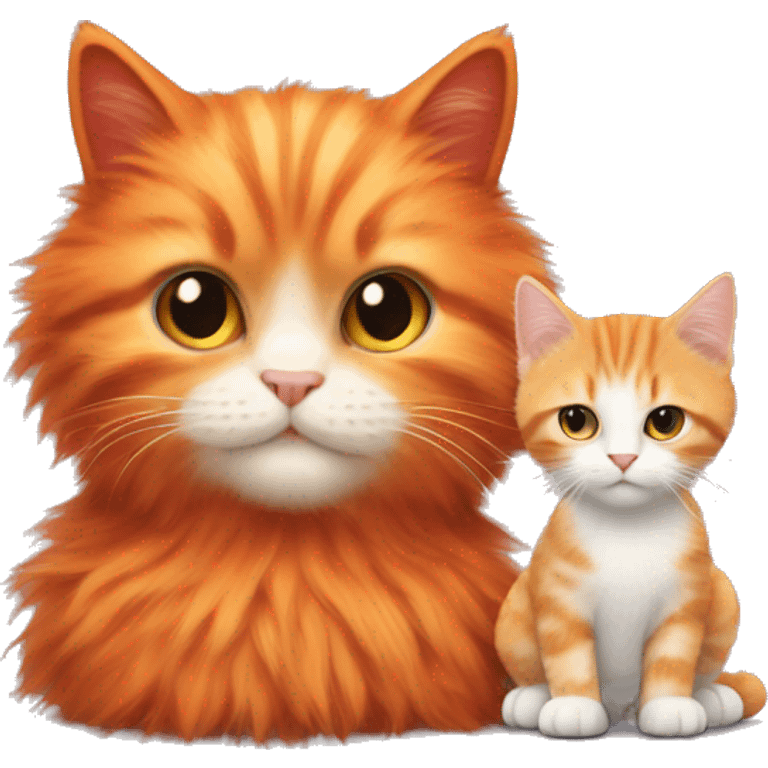 Orange fluffy cat and red hair baby emoji