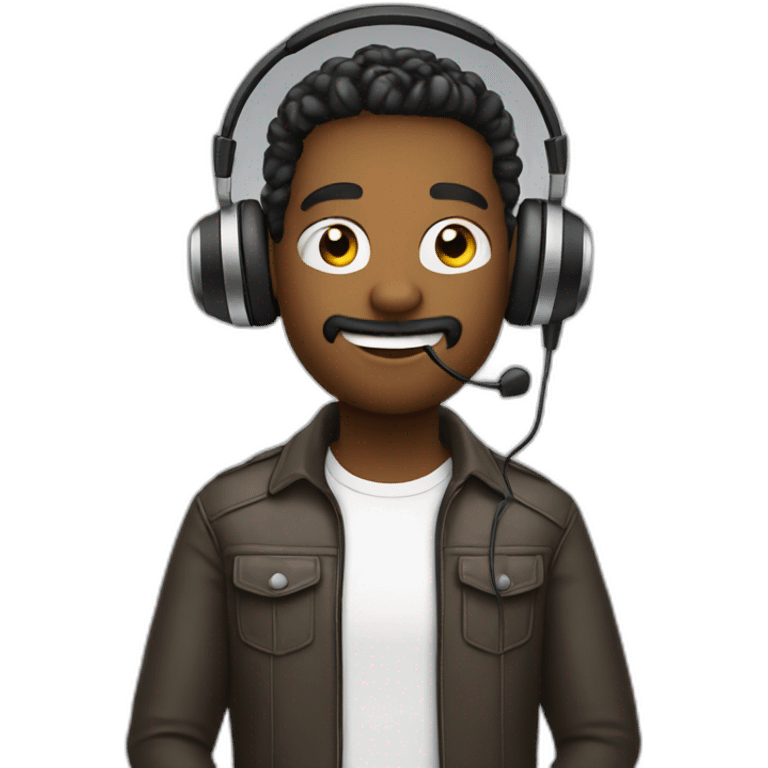 podcaster in headphones with microphone emoji