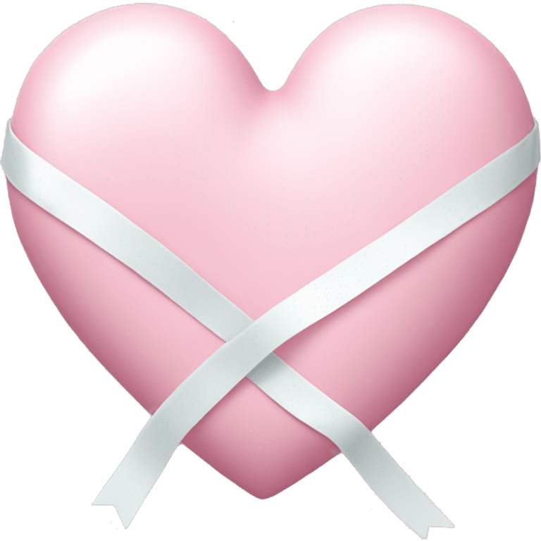 Pastel pink heart with white coquette ribbon wrapped around it emoji