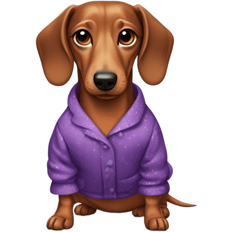 Dachshund wearing purple pajamas  emoji