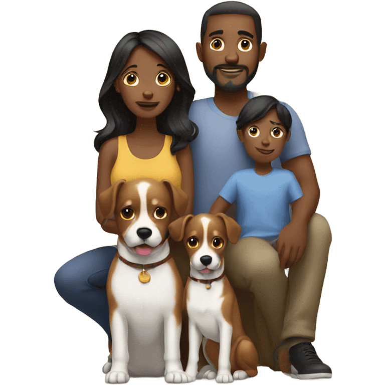 black family with 2 dogs emoji