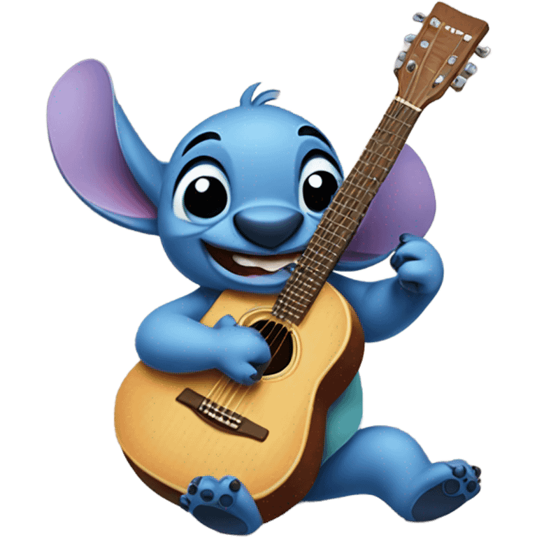 Stitch playing guitar emoji