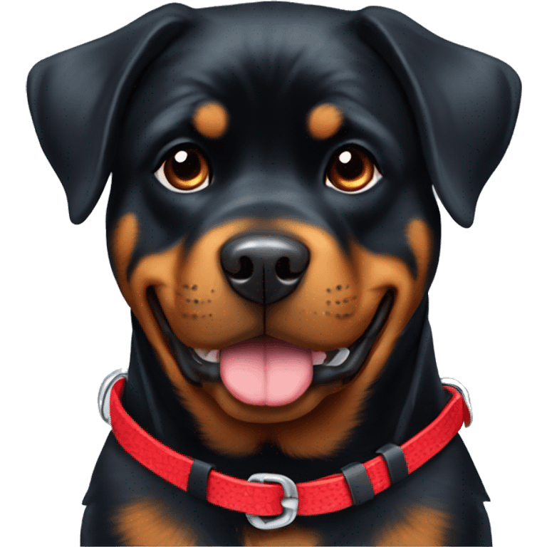 Pretty & cute Rottweiler with red harness emoji